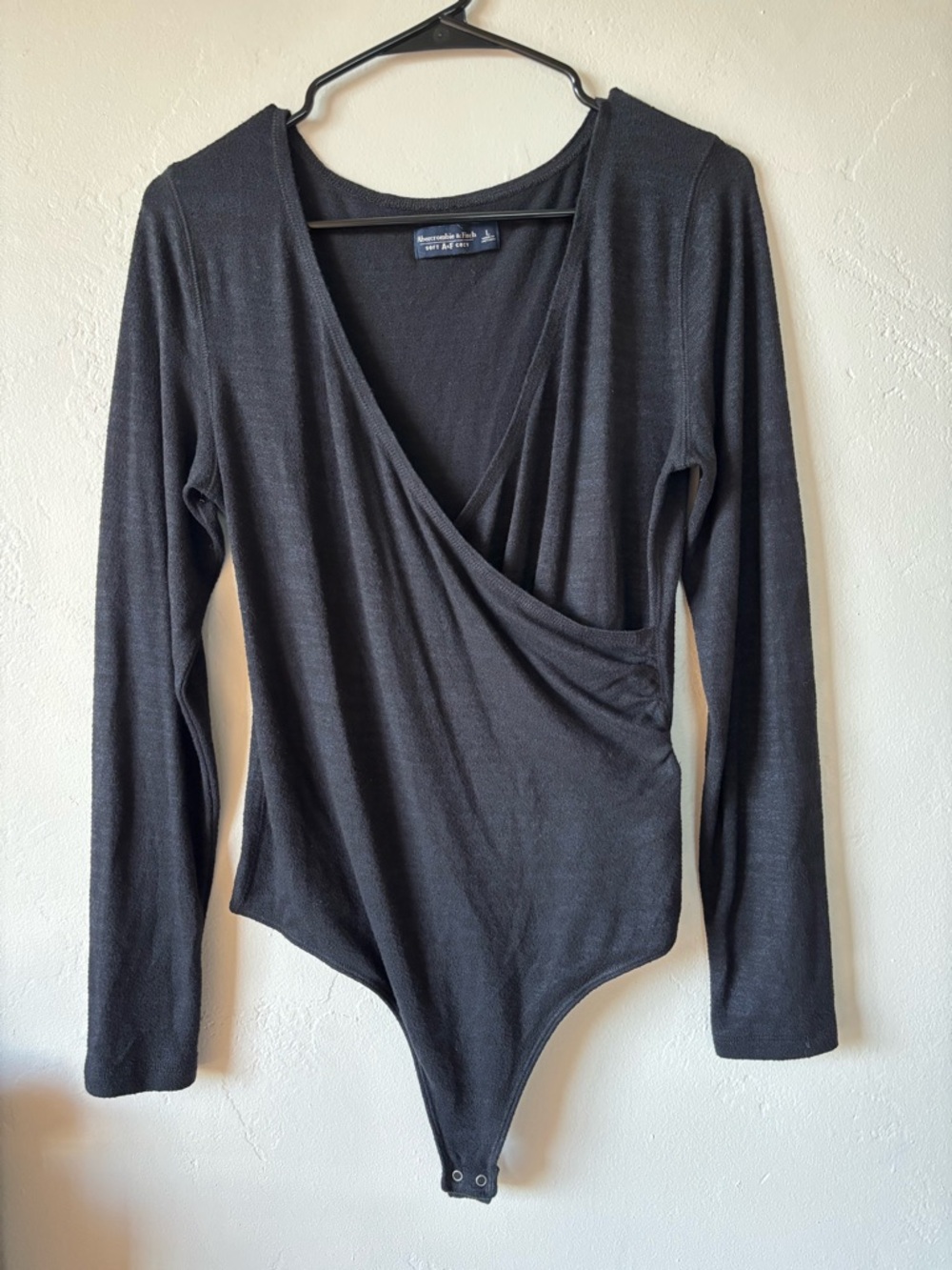 Abercrombie & Fitch Black Wrap-Front Long Sleeve Bodysuit